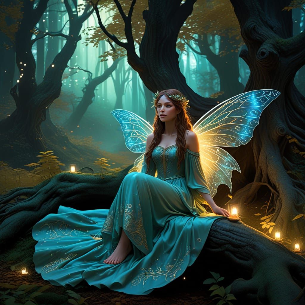 Enchanting Fairy in Mystical Forest with Ethereal Glow