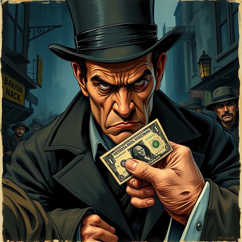 Man's Grudge Over a Dollar, Illustrated in Gritty Realism