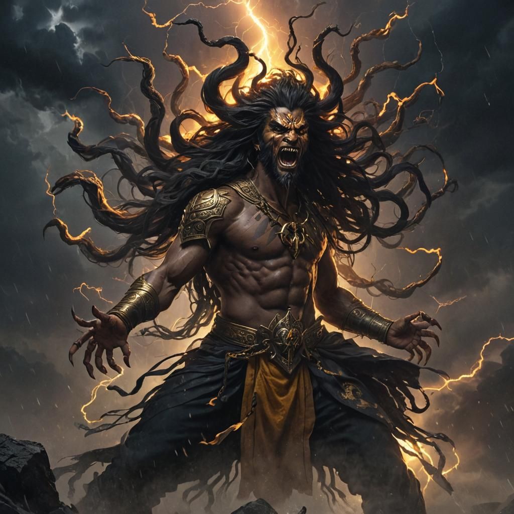 Ravana in Storm: Epic Fantasy Concept Art