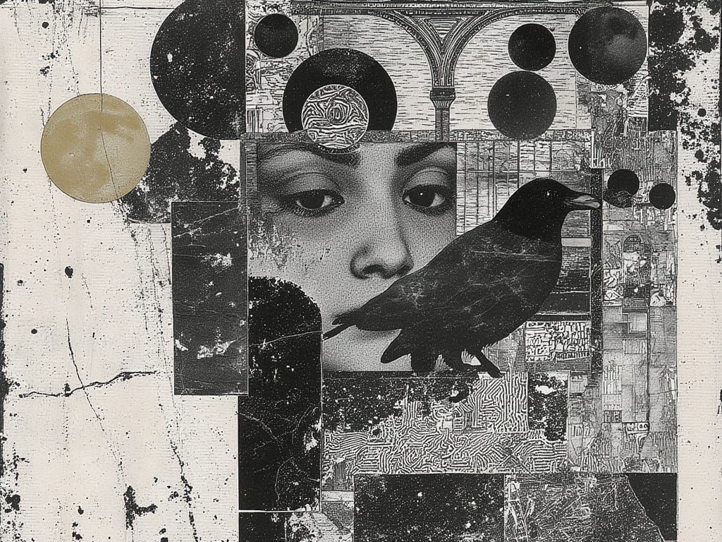 Escher-Inspired Face in Klimt Architecture with Geometric Pa...