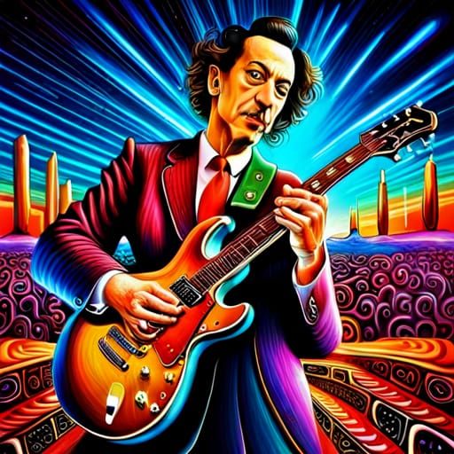Surreal Rock Guitarist's Epic Solo: Digital Illustration