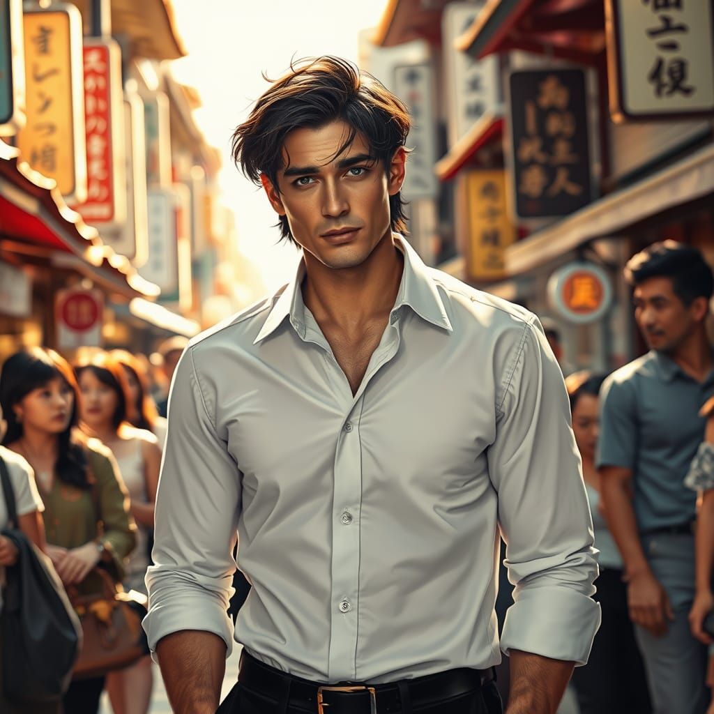 Angel-like Man Captured in Kyoto's Vibrant Streets