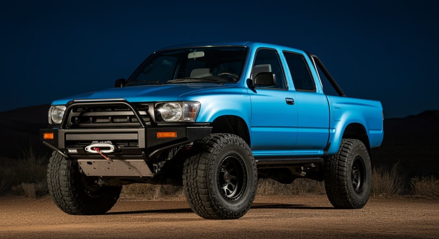 Restomodded Toyota Hilux in Dramatic Desert Lighting
