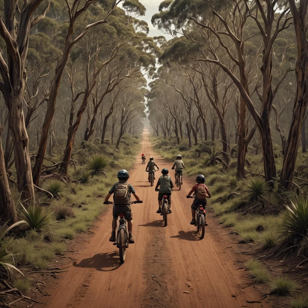 Kids Bike Ride Through Australian Outback