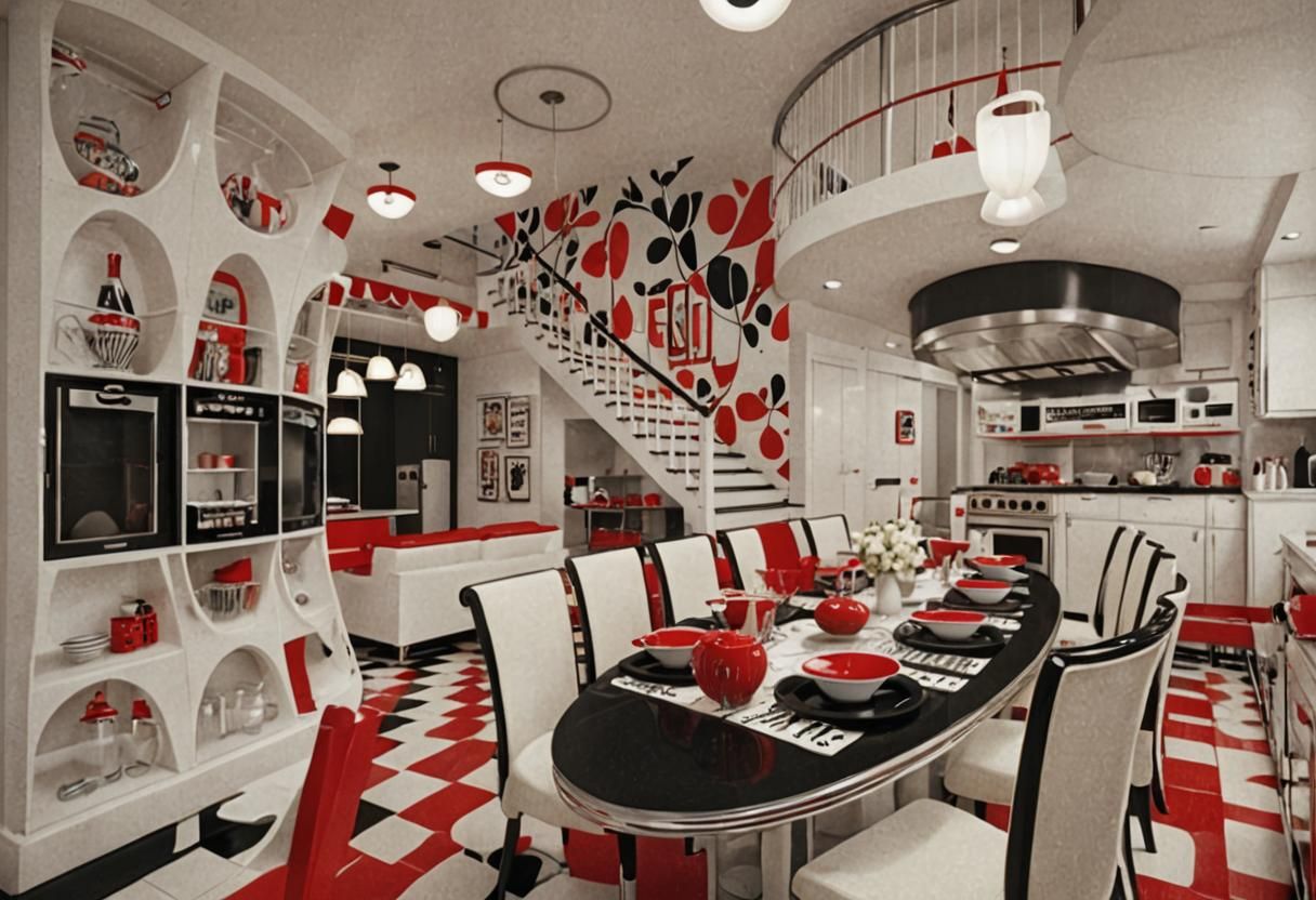 1950s Themed Kitchen and Living Room Design