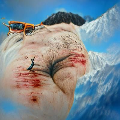 Backflip on Mountain: Hyperrealistic Digital Painting