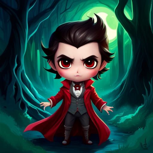 Adorable Chibi Dracula in Polychromatic Splash Art