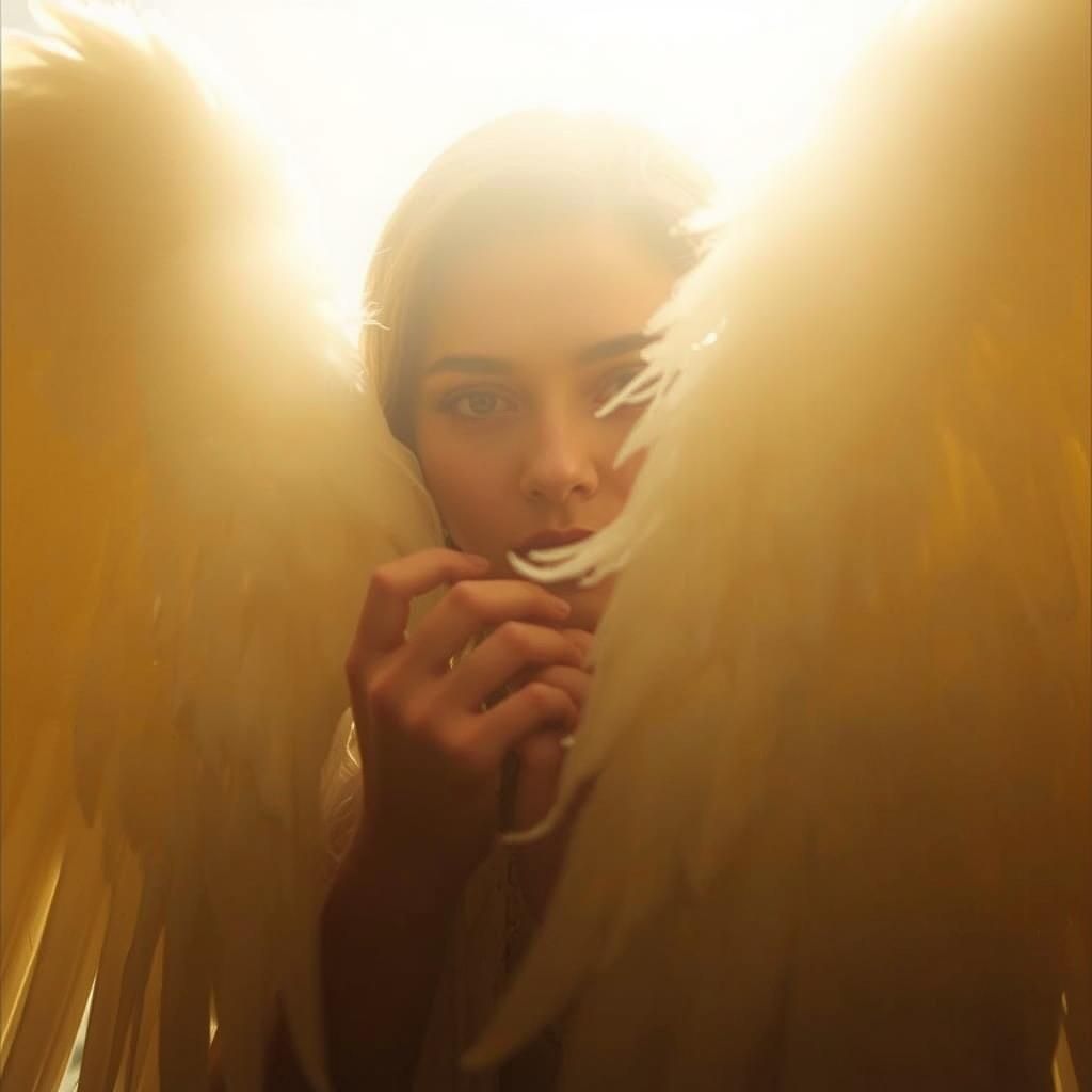 Ghost Woman Hidden Behind Angel Wings