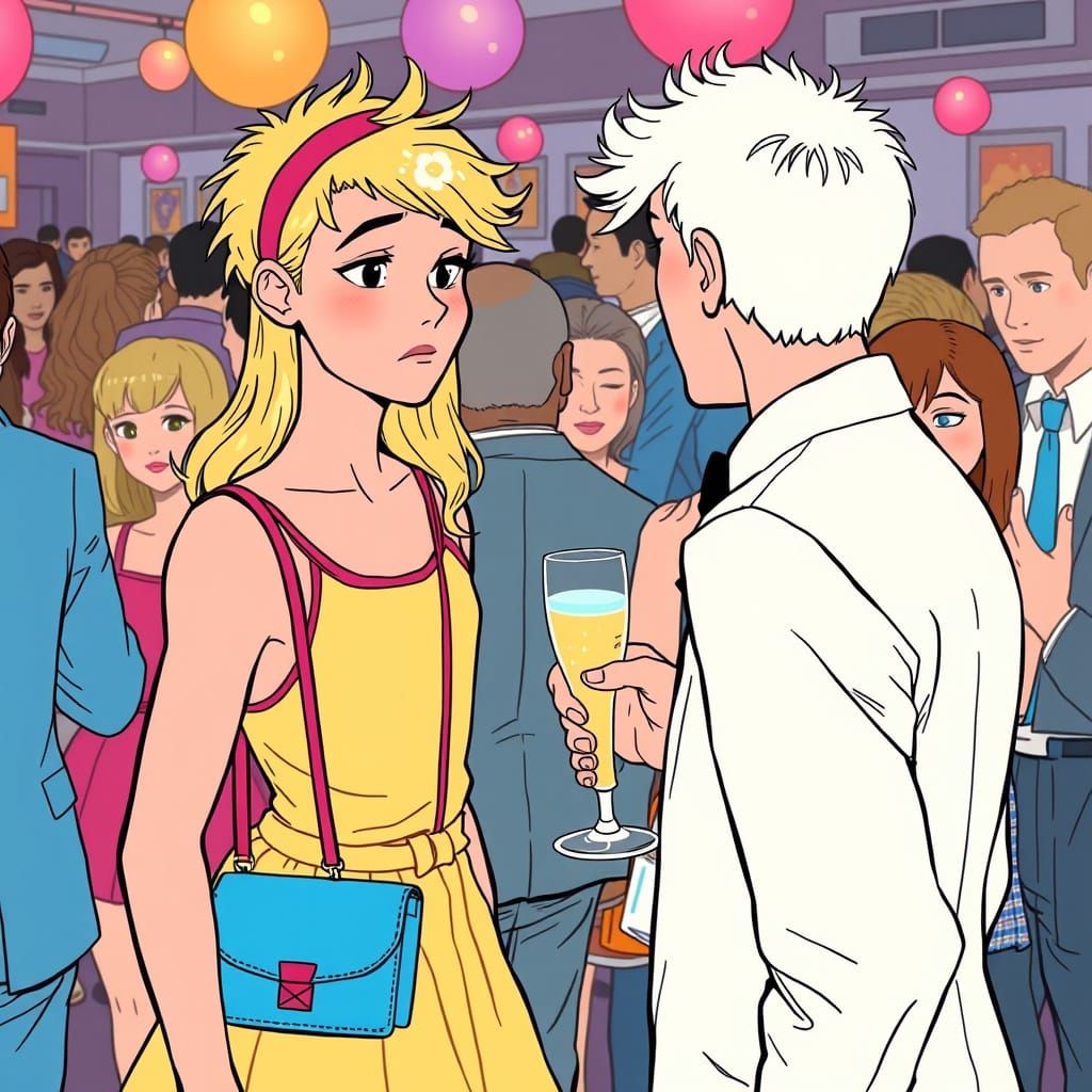 Crossdressing Man Offered Champagne in Whimsical Style