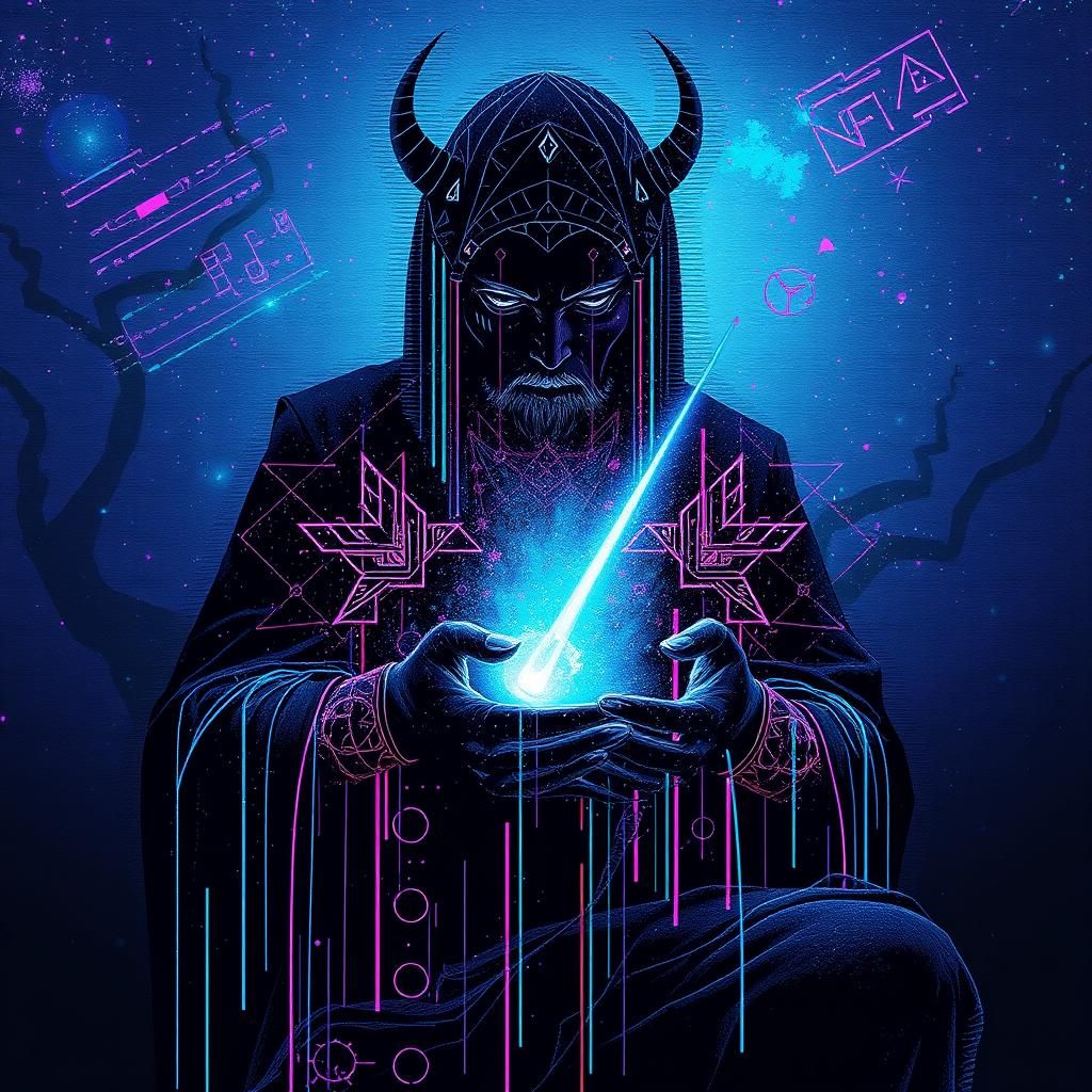 Abstract Constellation in Maximalist Glitch Style