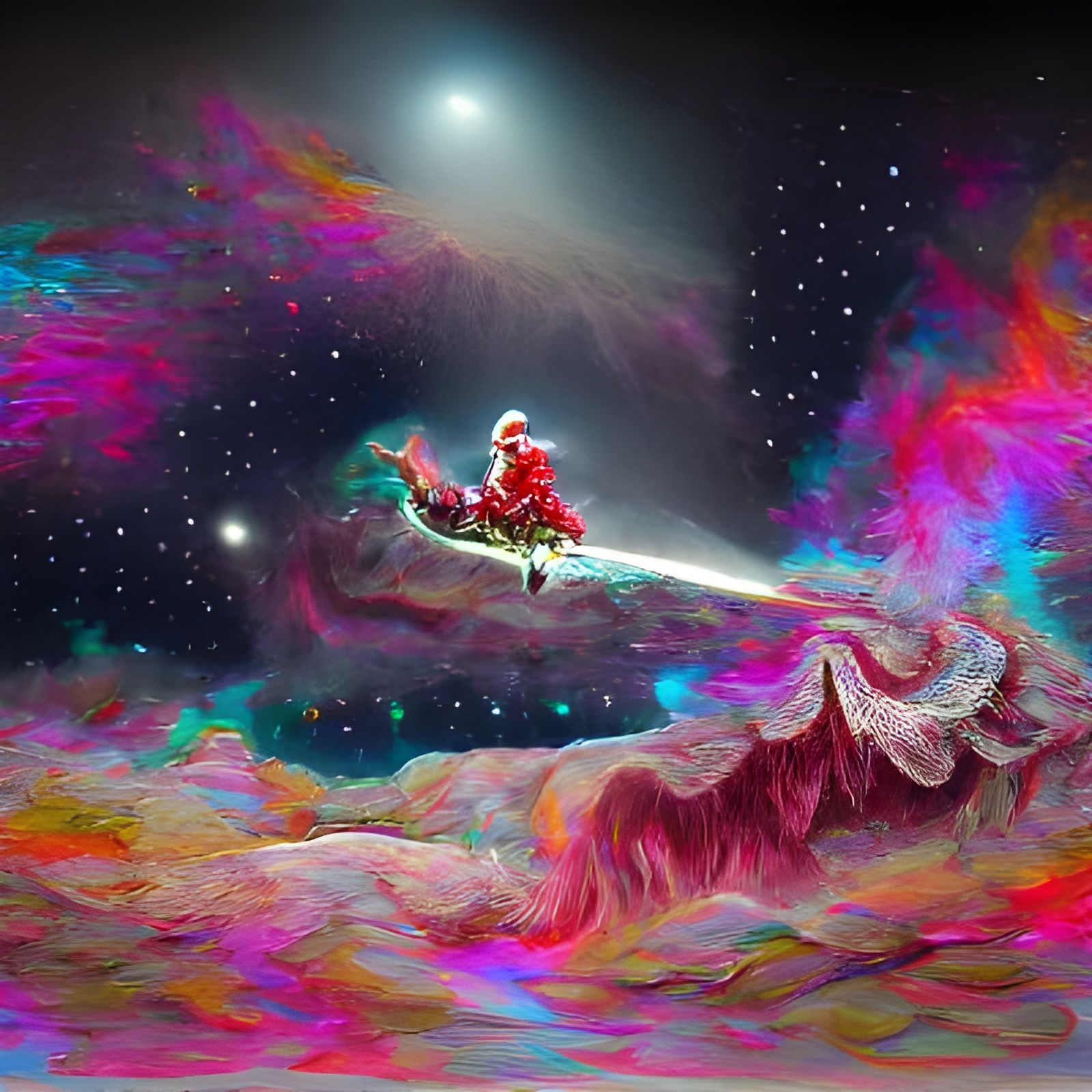 Santa Claus on a Comet: Cosmic Illustration