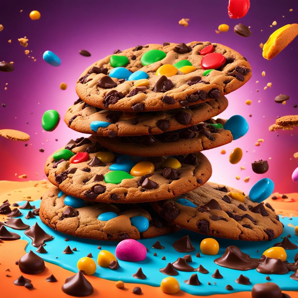Hyperrealistic Chocolate Chip Cookies Splash Art
