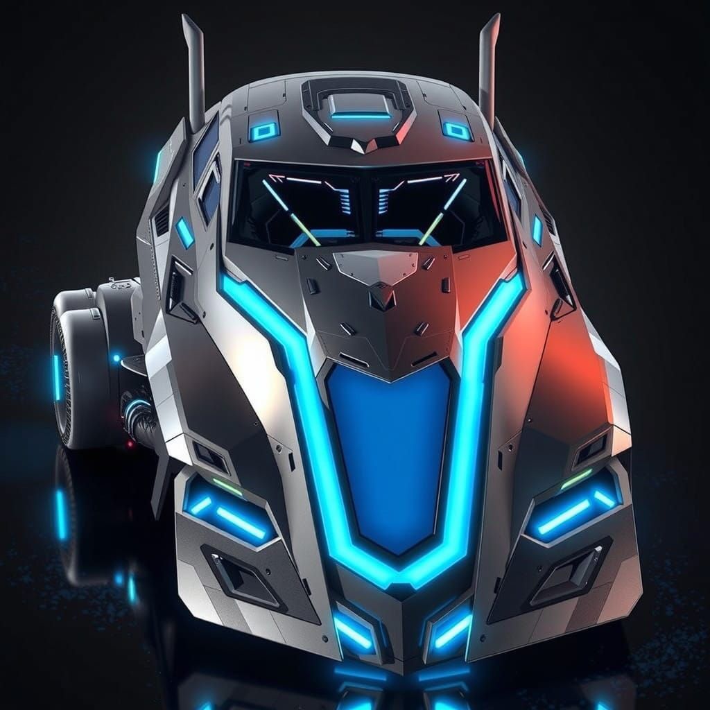 Futuristic Cyberpunk Vehicle Blends Industrial and Aerodynam...