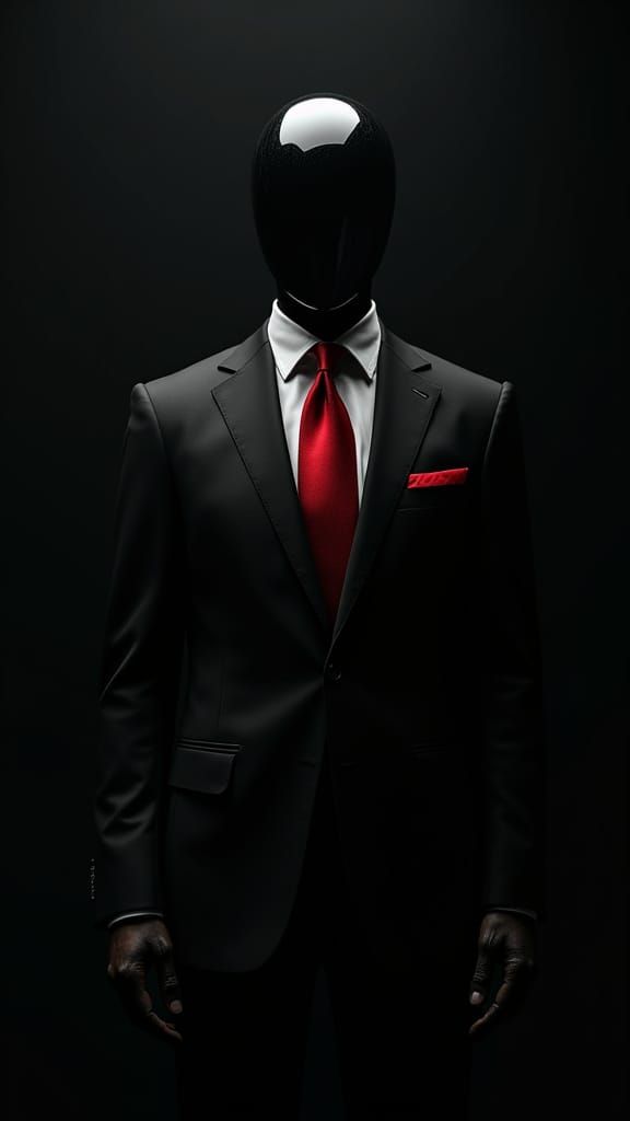 Faceless Enigma in Luxury Black Suit: Cinematic Masterpiece