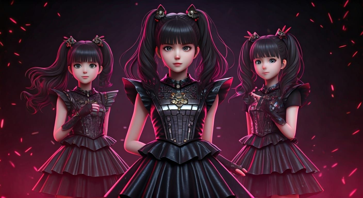 Babymetal Idol Singers Performing On Stage in Anime Style