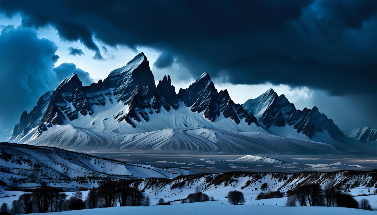 Ominous Snow Apocalypse: Minimalist Dark Concept Art