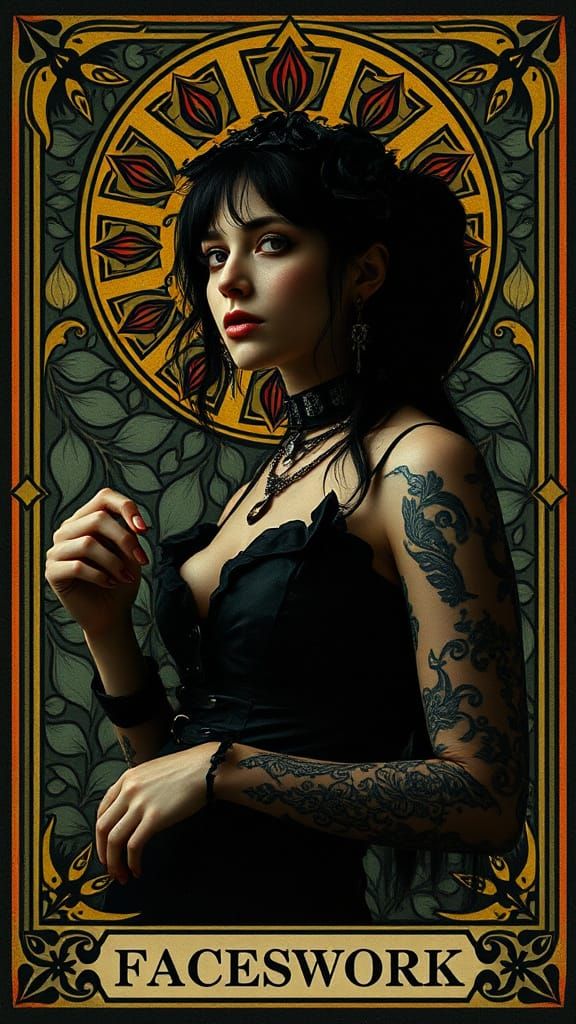 Goth Punk Tarot Card Art in Cinematic Style