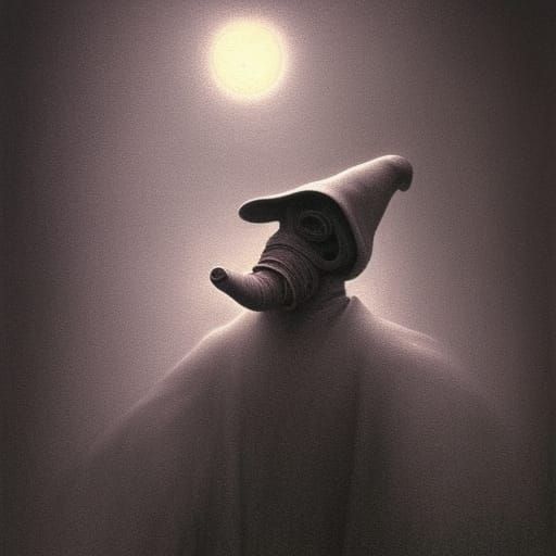 Surreal Plague Doctor in Dystopian Post-Apocalyptic Art
