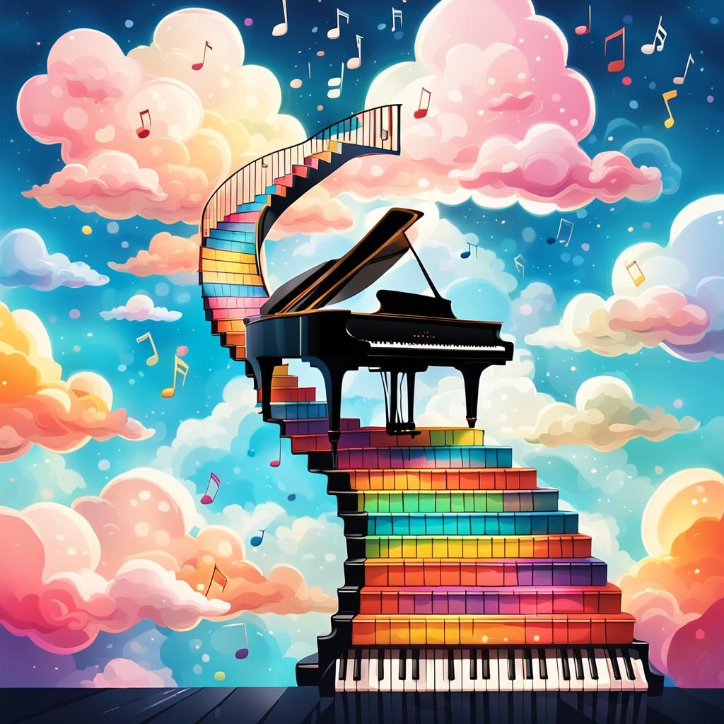 Staircase to Heaven: A Whimsical Comic in Vibrant Hues