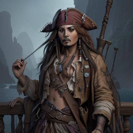Detailed Matte Painting of Jack Sparrow