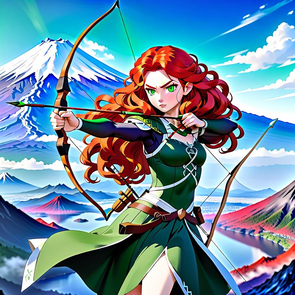 Anime Princess Merida Cosplay with Recurve Bow