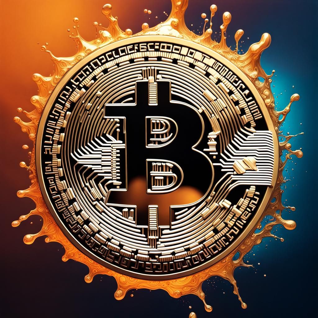 Hyperrealistic Bitcoin Splash Art Concept