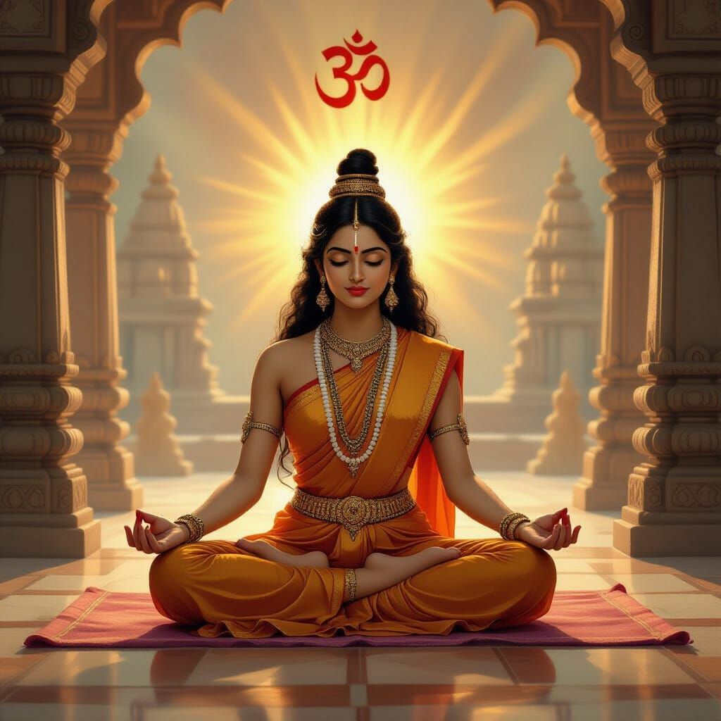 Meditating Figure in Serene Hindu Dharma Atmosphere