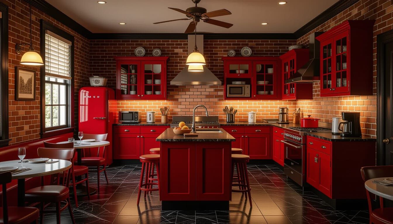 Vibrant Victorian Kitchen in Wes Anderson Style
