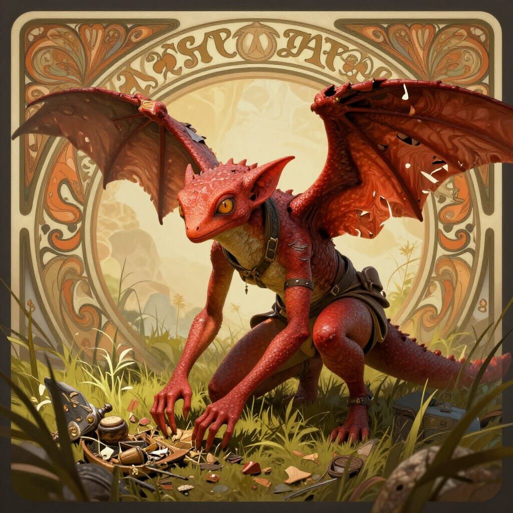 Winged Kobold Tinkerer Searching for Materials