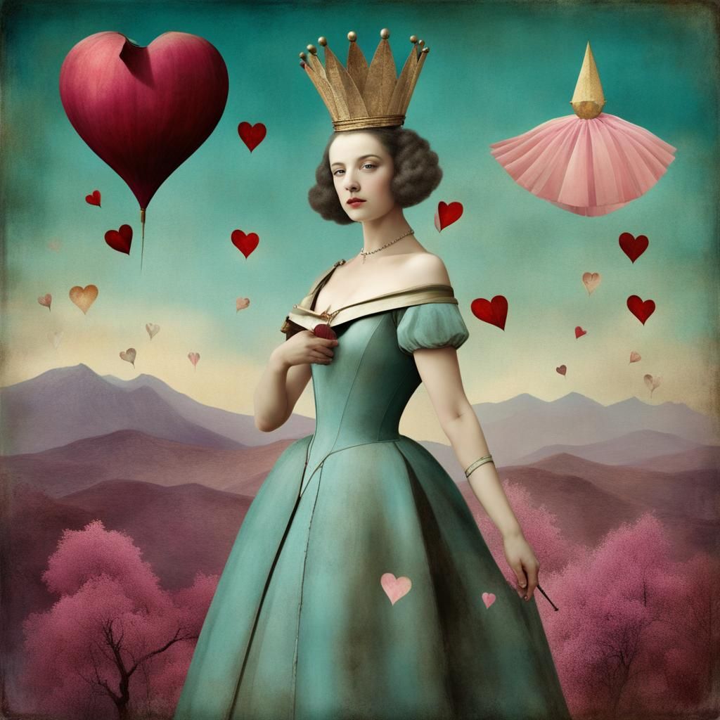 Surreal Queen of Hearts Digital Portrait