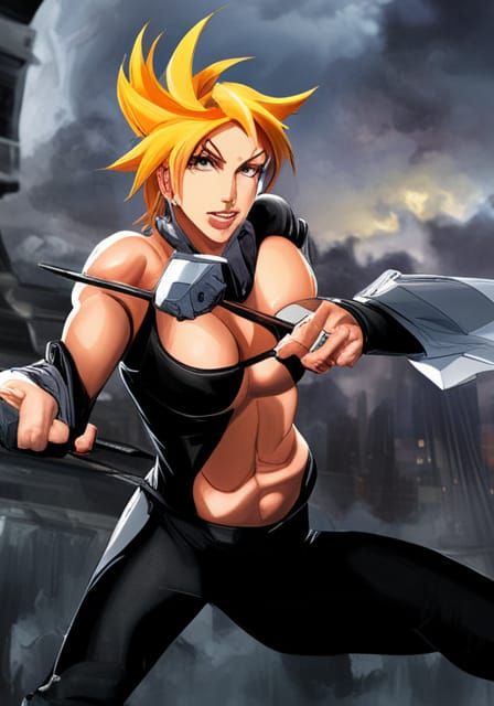 Violent Ken Female Version in Comic Book Style