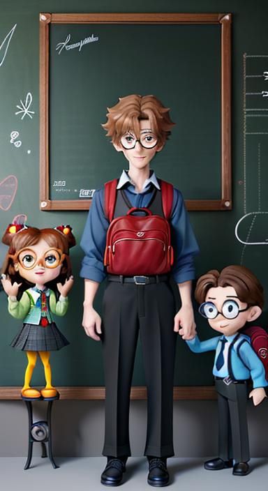 Boy in Classroom, Disney Pixar 3D Style