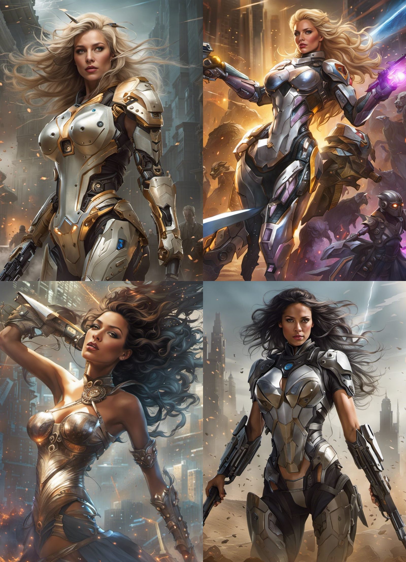 Cybernetic Centaur in Dystopian Action Scene