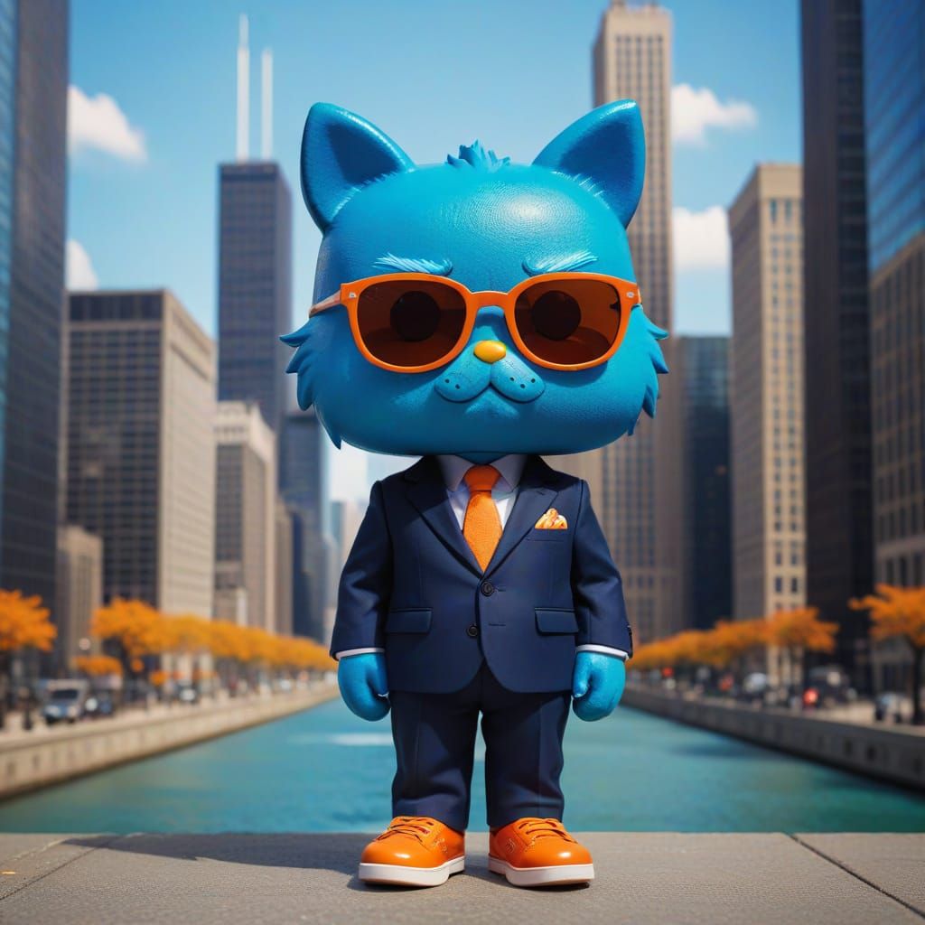 Chicago Blues Legend in Vibrant Chibi Style