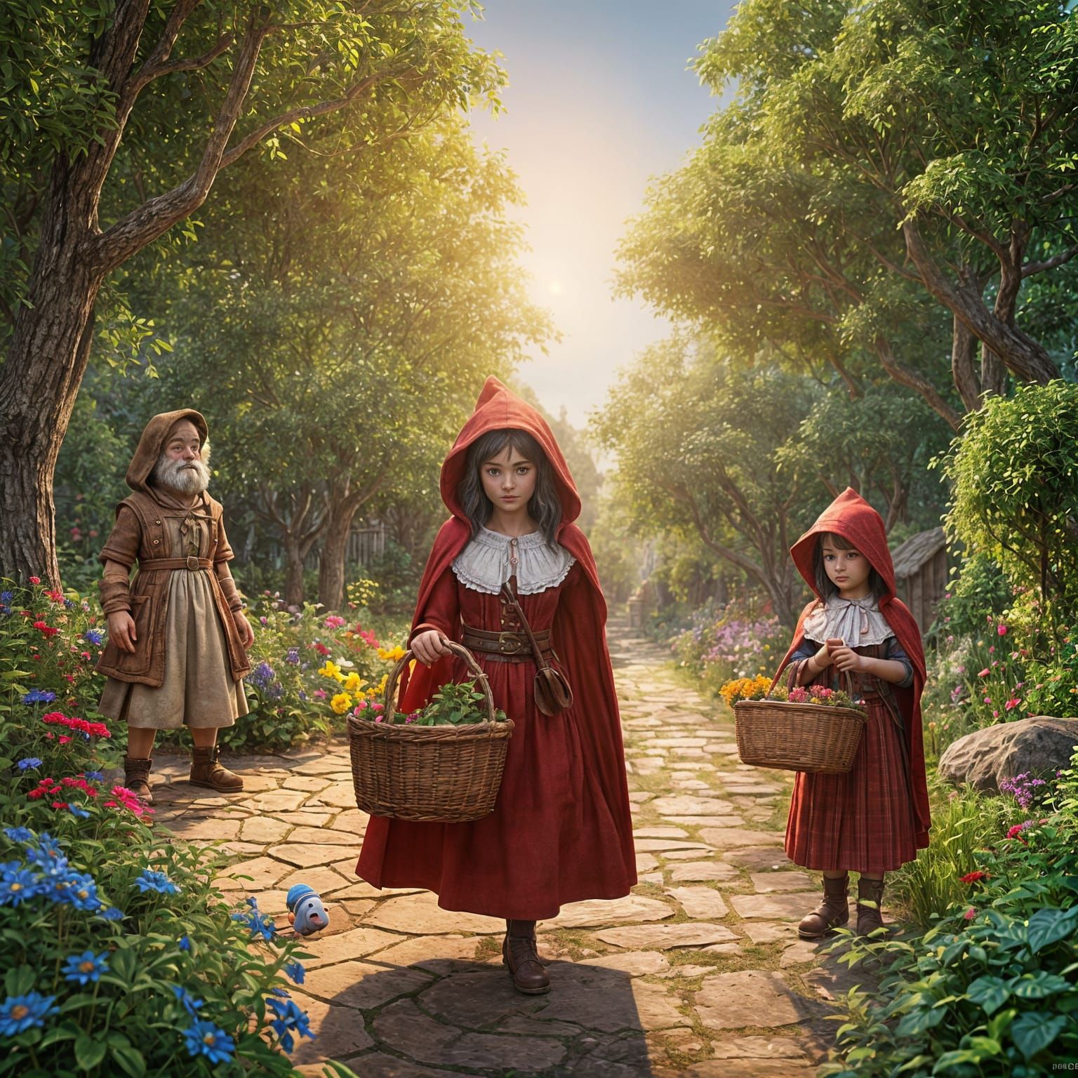 Enchanting Garden Scene in Bright Animation Style