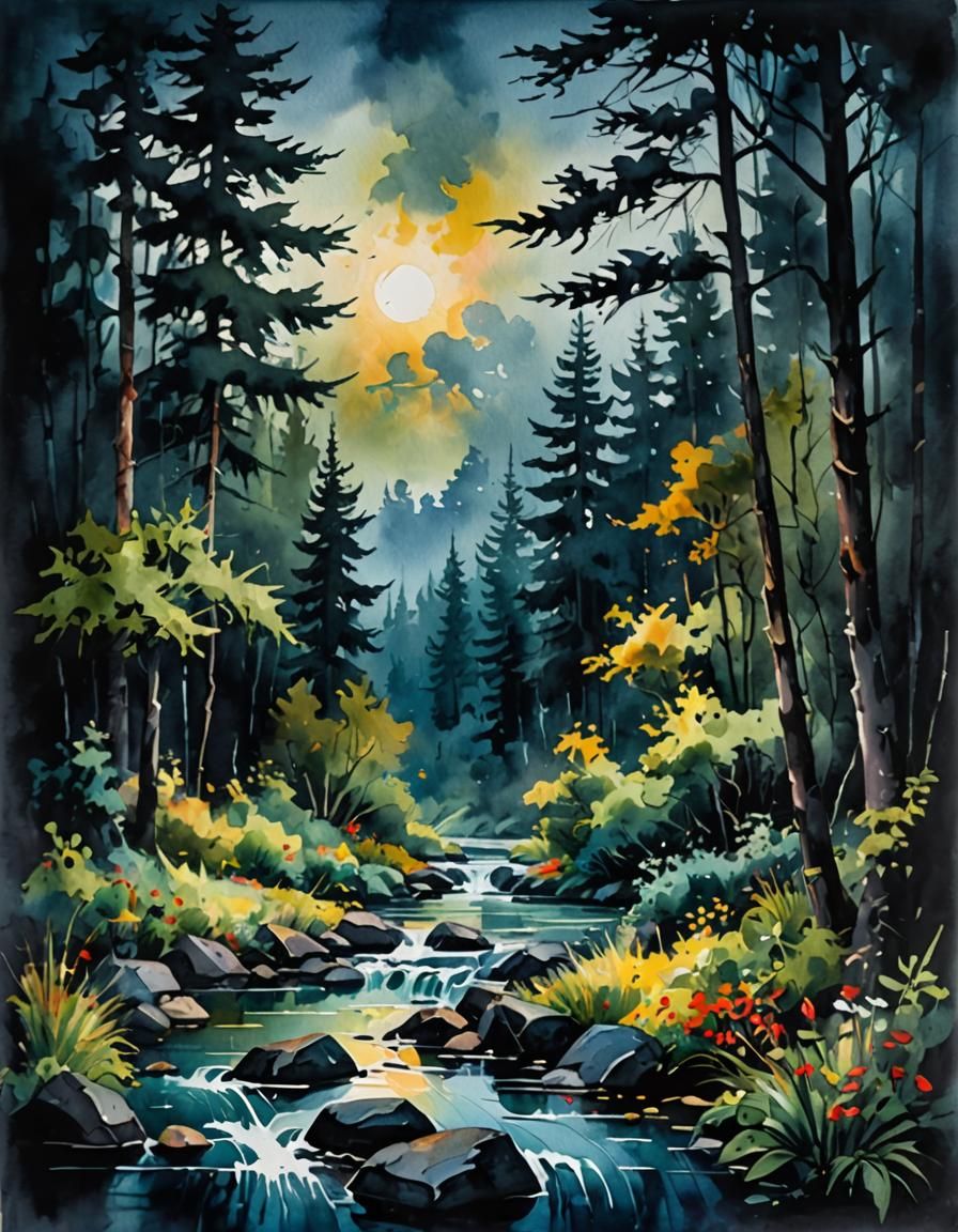 Dark & Moody Watercolor Art