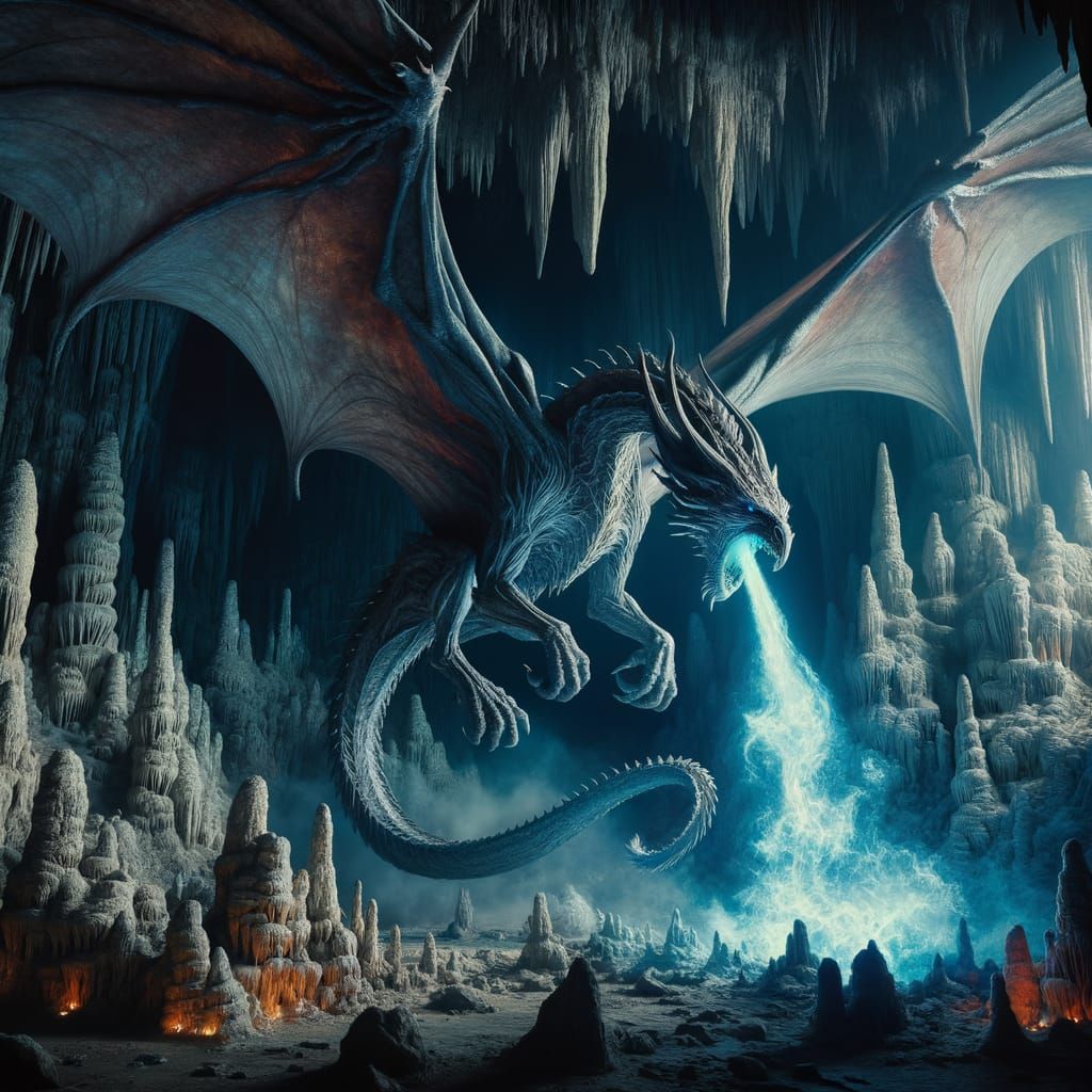 Mammoth Dragon Unleashes Power in Dark Cave