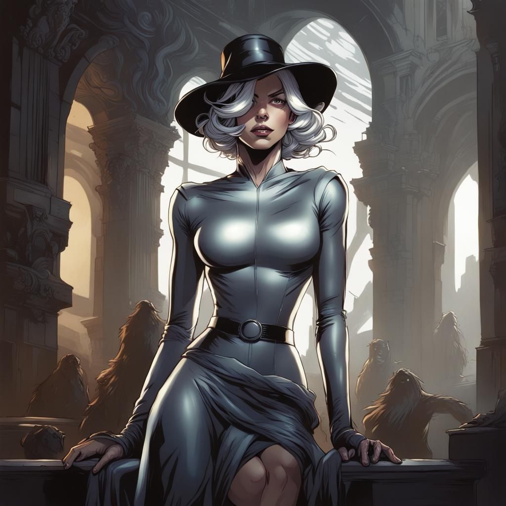 Silver Haired Figure in Comic Book Style