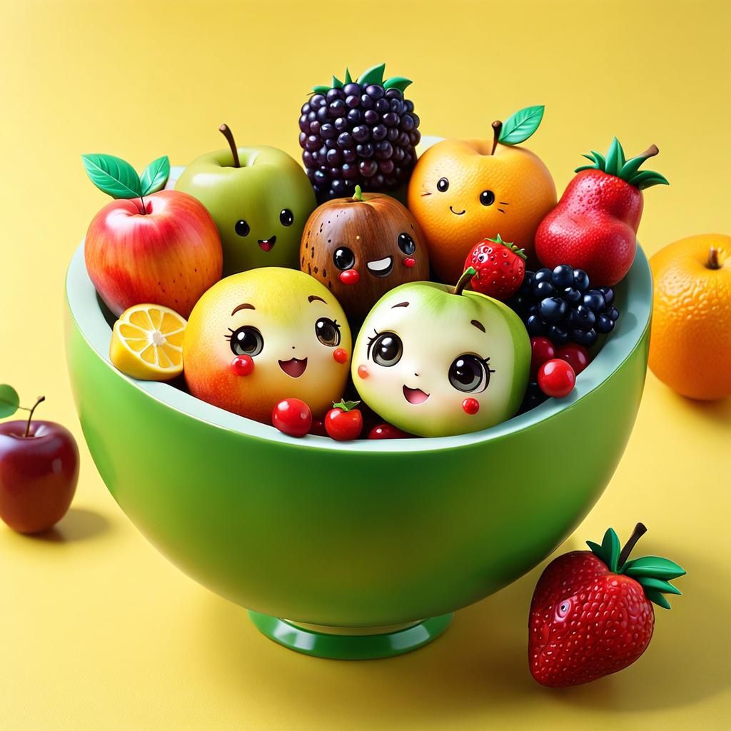 Charming Chibi Fruits in Studio Ghibli Style