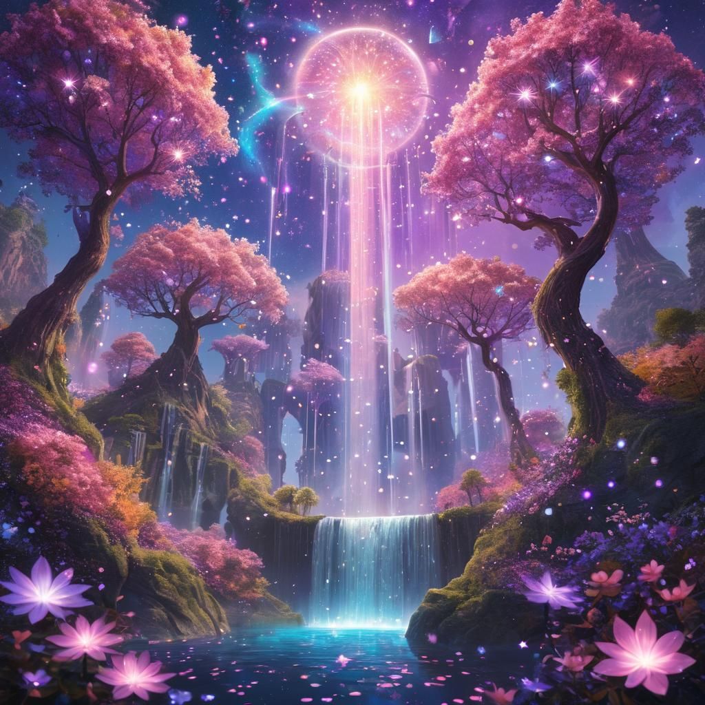 Surreal Floating Islands and Iridescent Trees