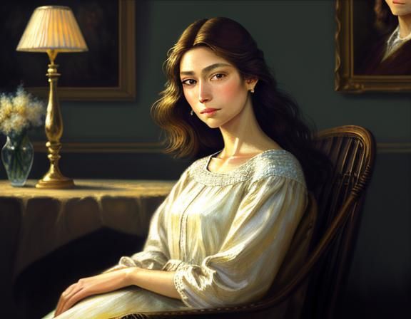 Elegant Woman Portrait in Impressionist Style