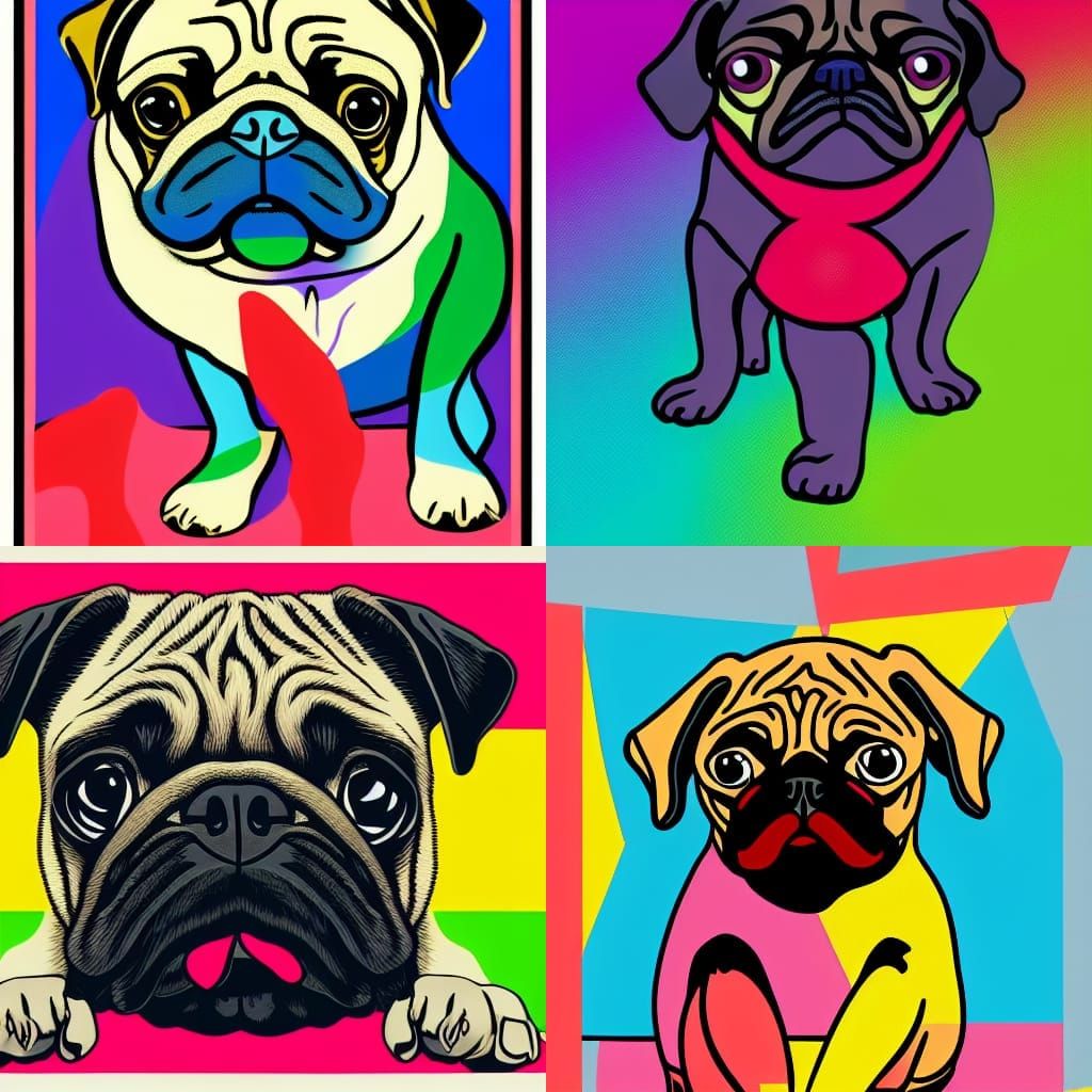 Pug Licking Toes in Pop Art Style