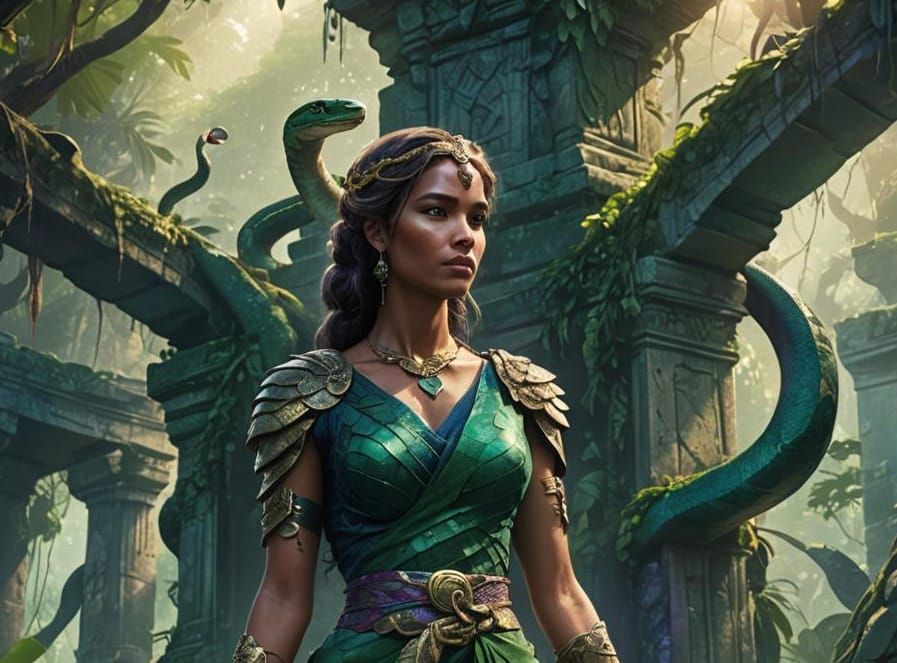 Fantastical Snake Princess in Detailed Matte Painting