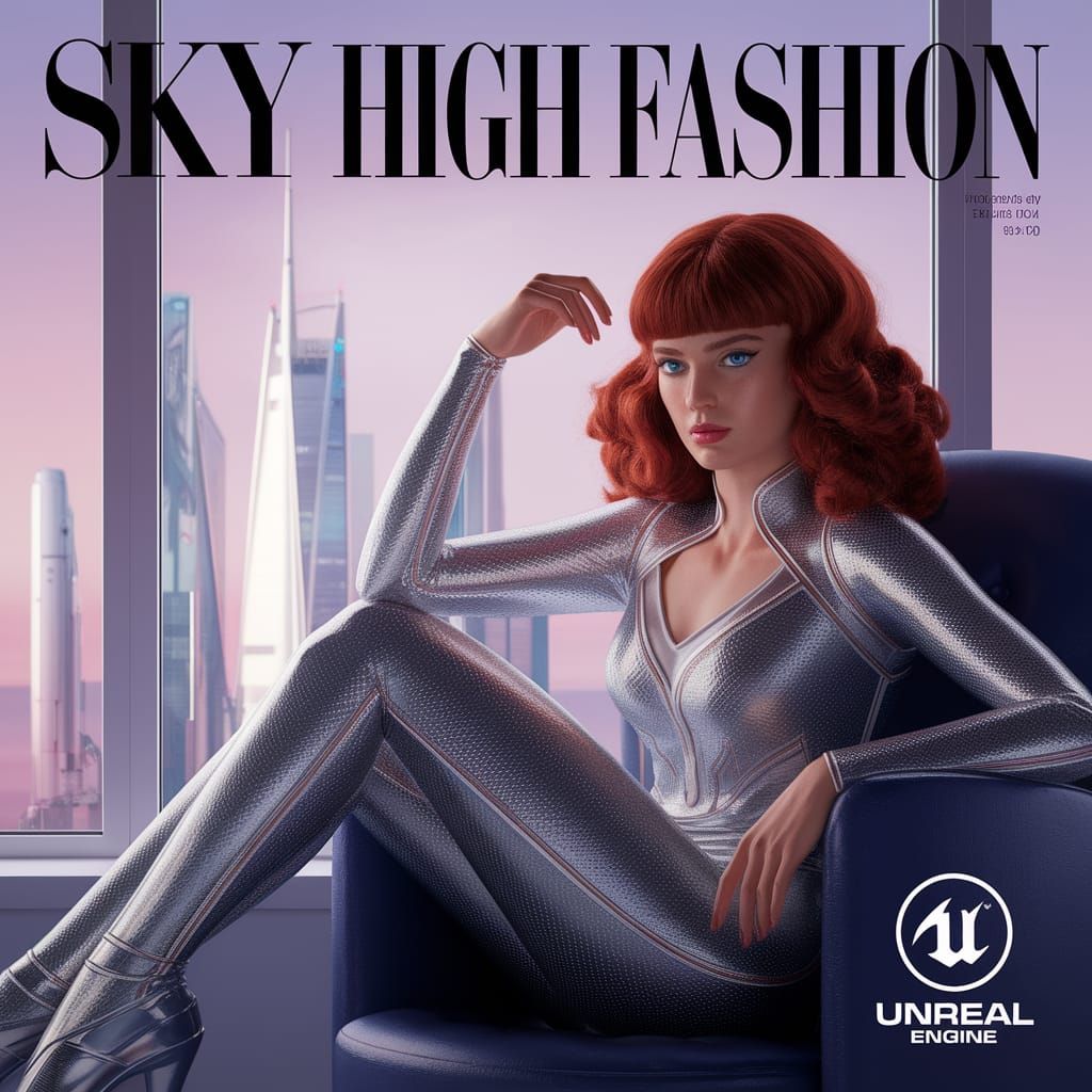 Futuristic Fashion Magazine Cover: Sky High Style
