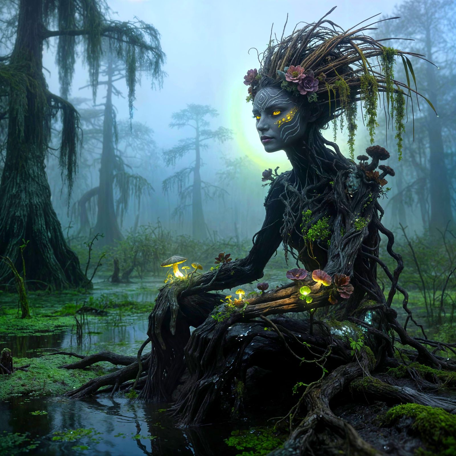 Haunting Swamp Dryad in Misty Realm