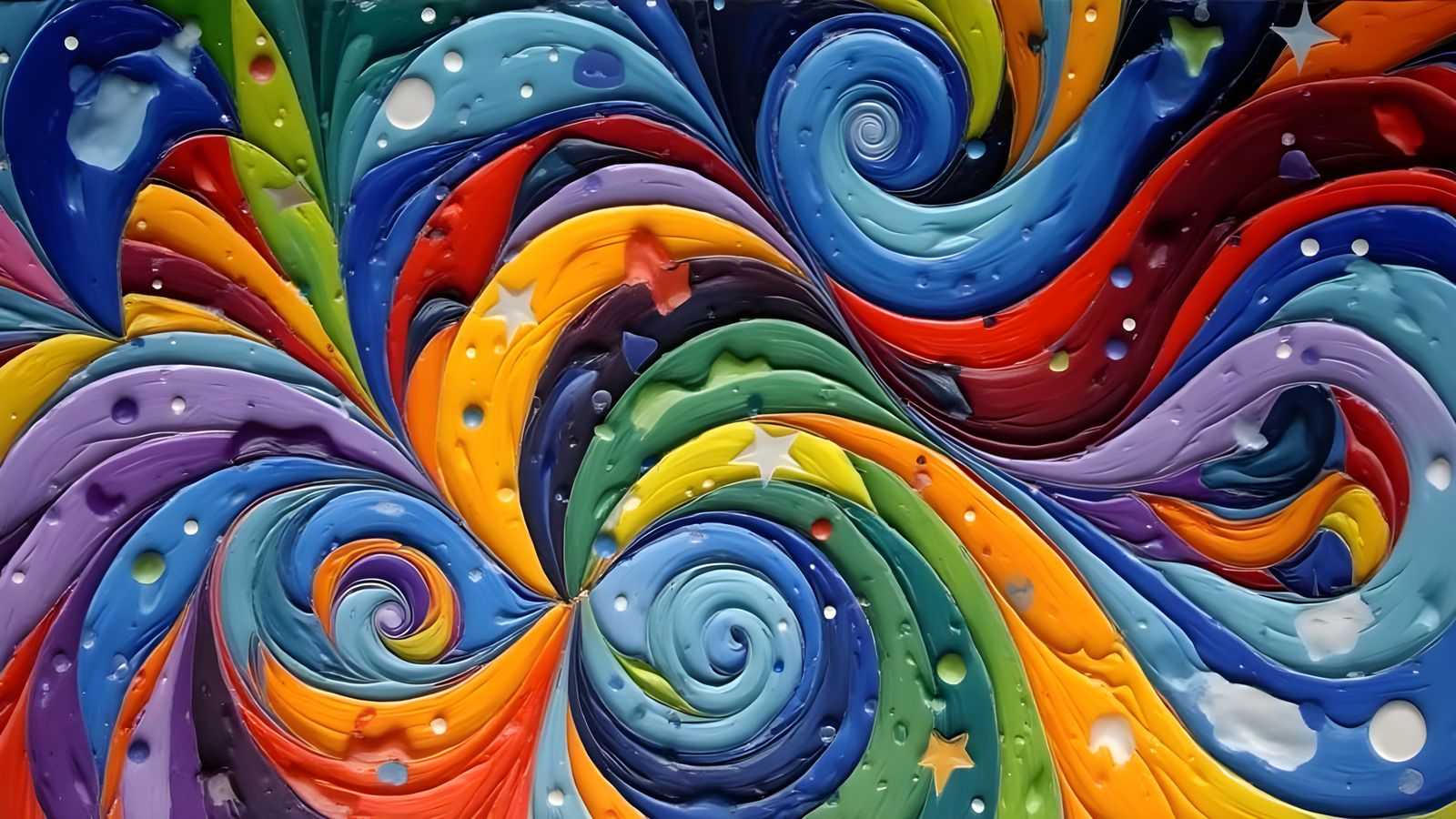 Vibrant Star Drizzle in Wet Impasto Oil Style