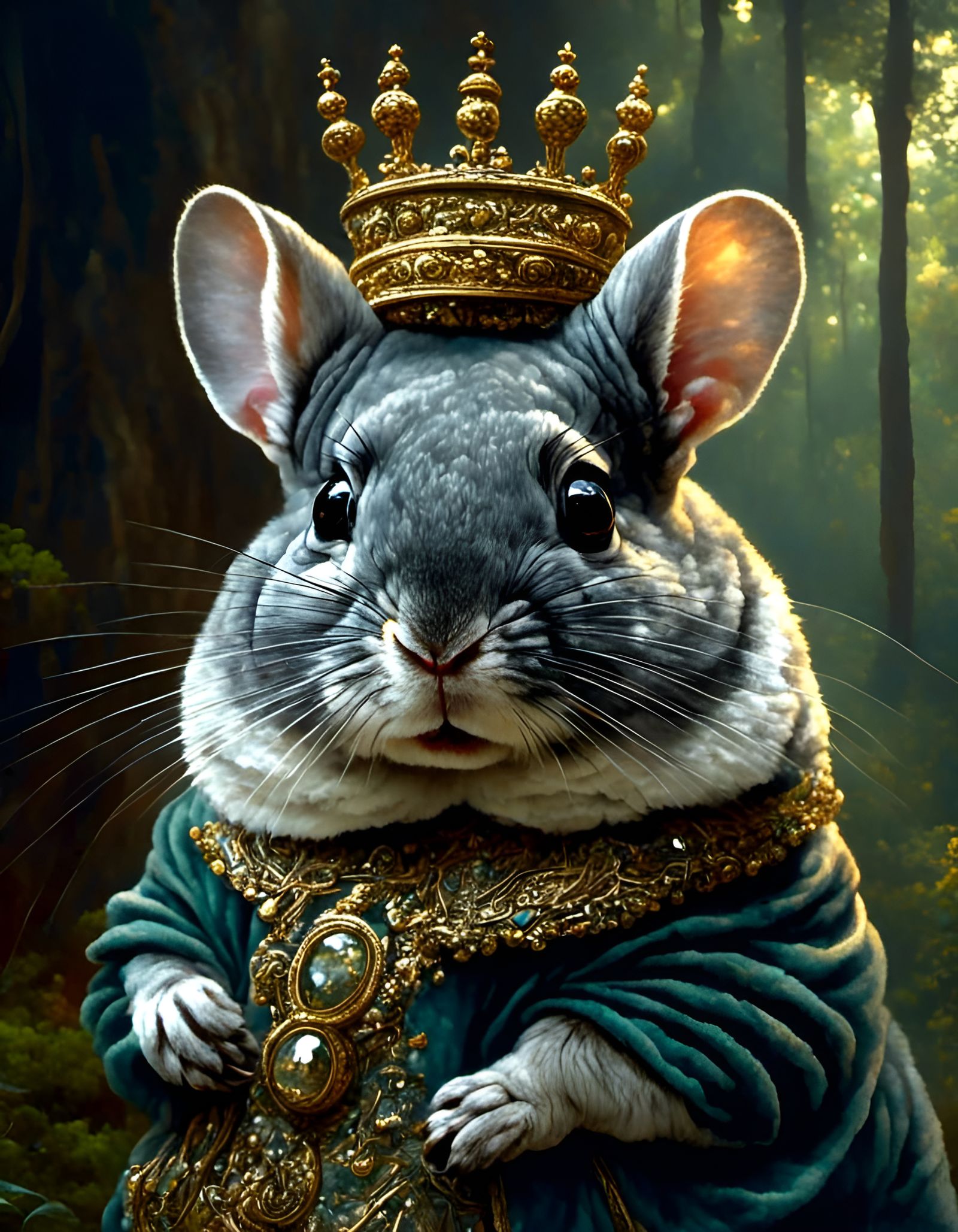 Chinchilla King Portrait in Romantic Style