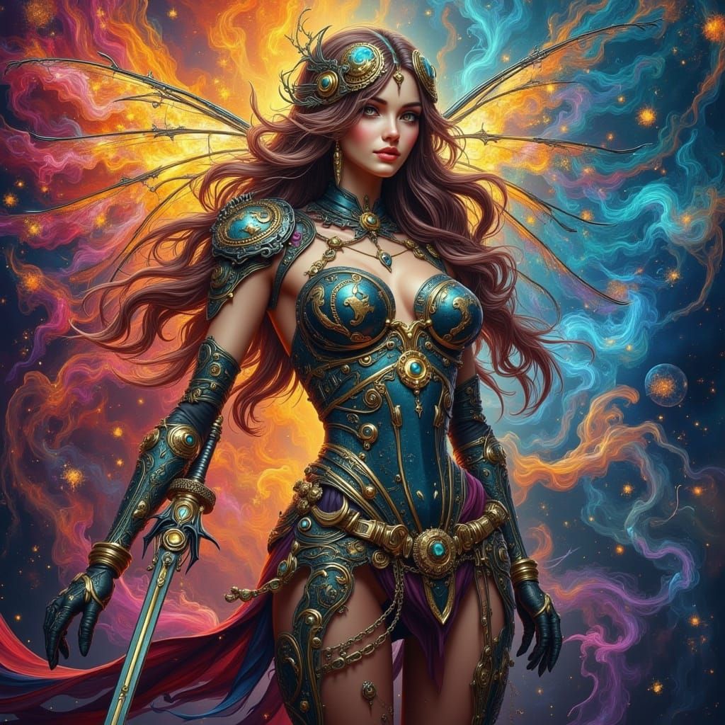 Steampunk Valkyrie in Clockwork Armor