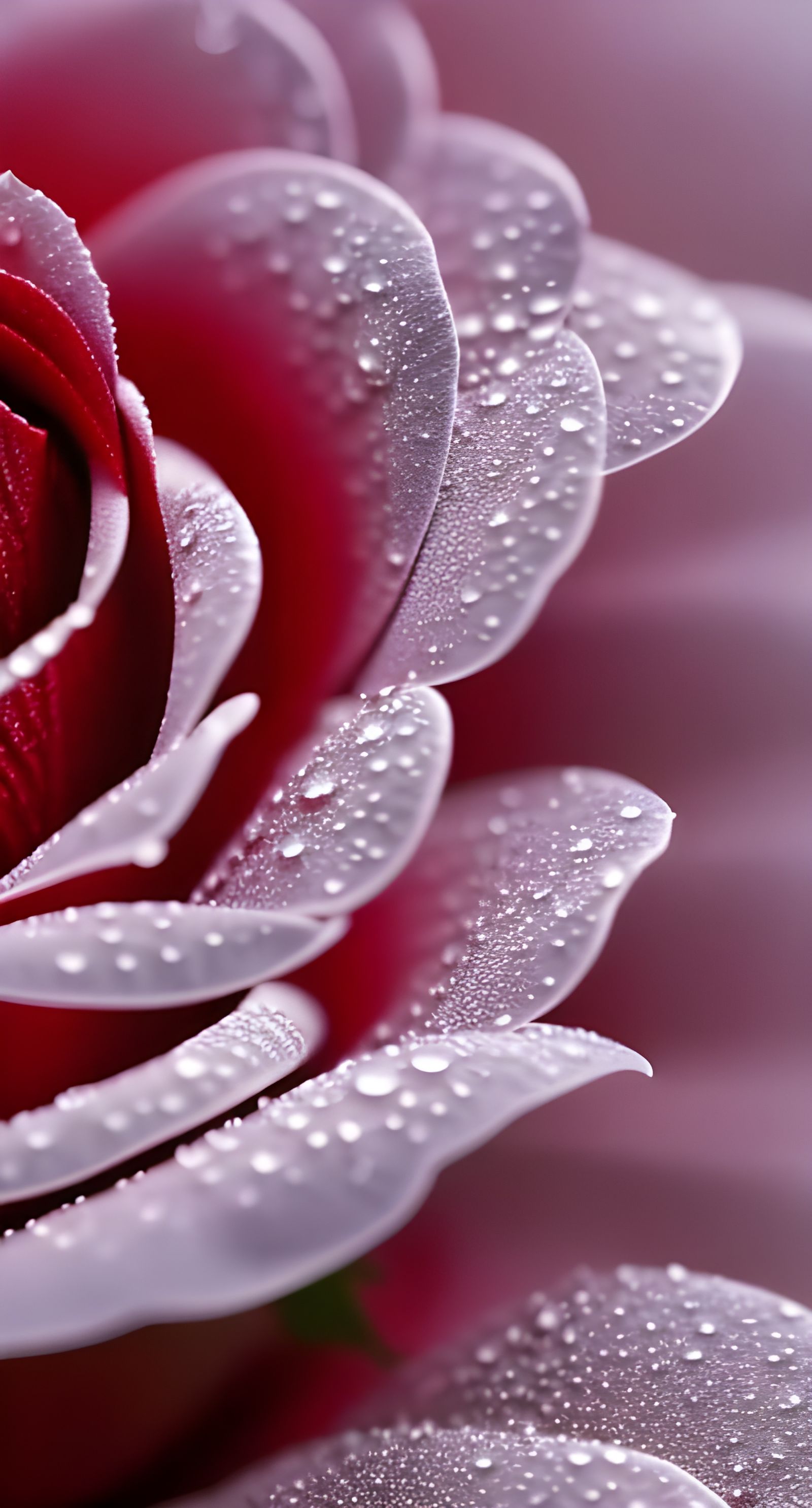 Red Rose with Water Droplets in Hyperrealism