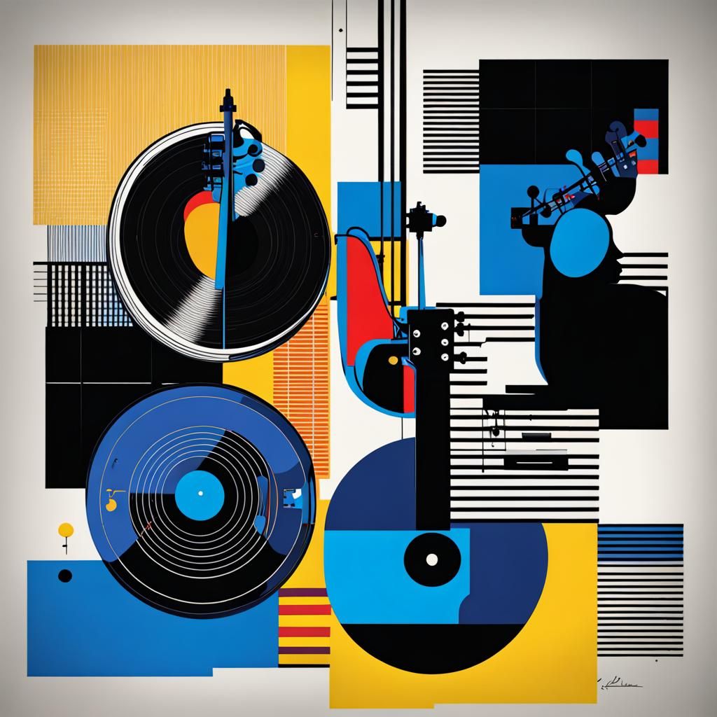 Free Jazz Trio in Geometric Pop Art Style